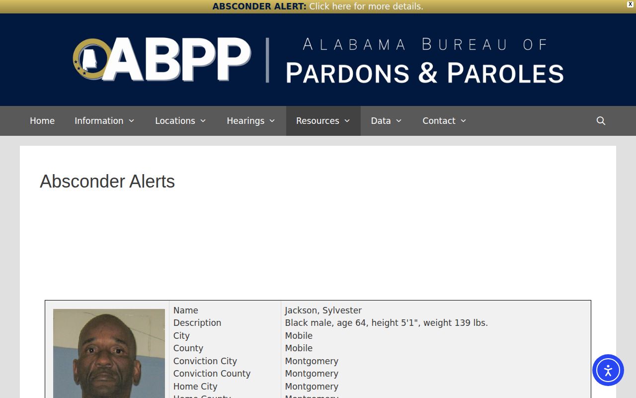 Chilton County parole and probation absconder alert source