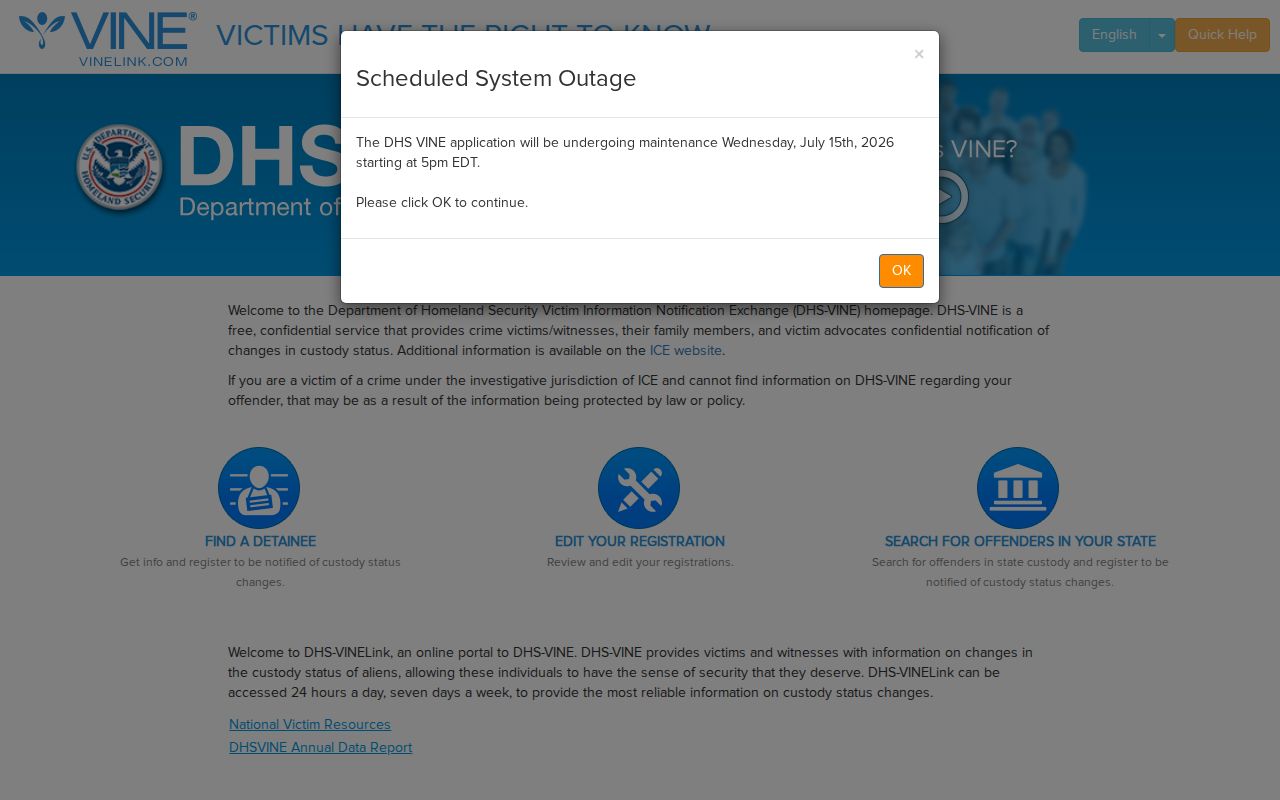 Chilton County VINELink inmate search and notification portal